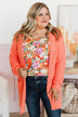 Take Another Look Popcorn Cardigan- Bright Coral