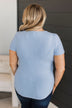 Every Effort Ribbed Knit Button Top- Periwinkle