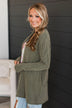 Protect My Heart Ribbed Cardigan- Olive