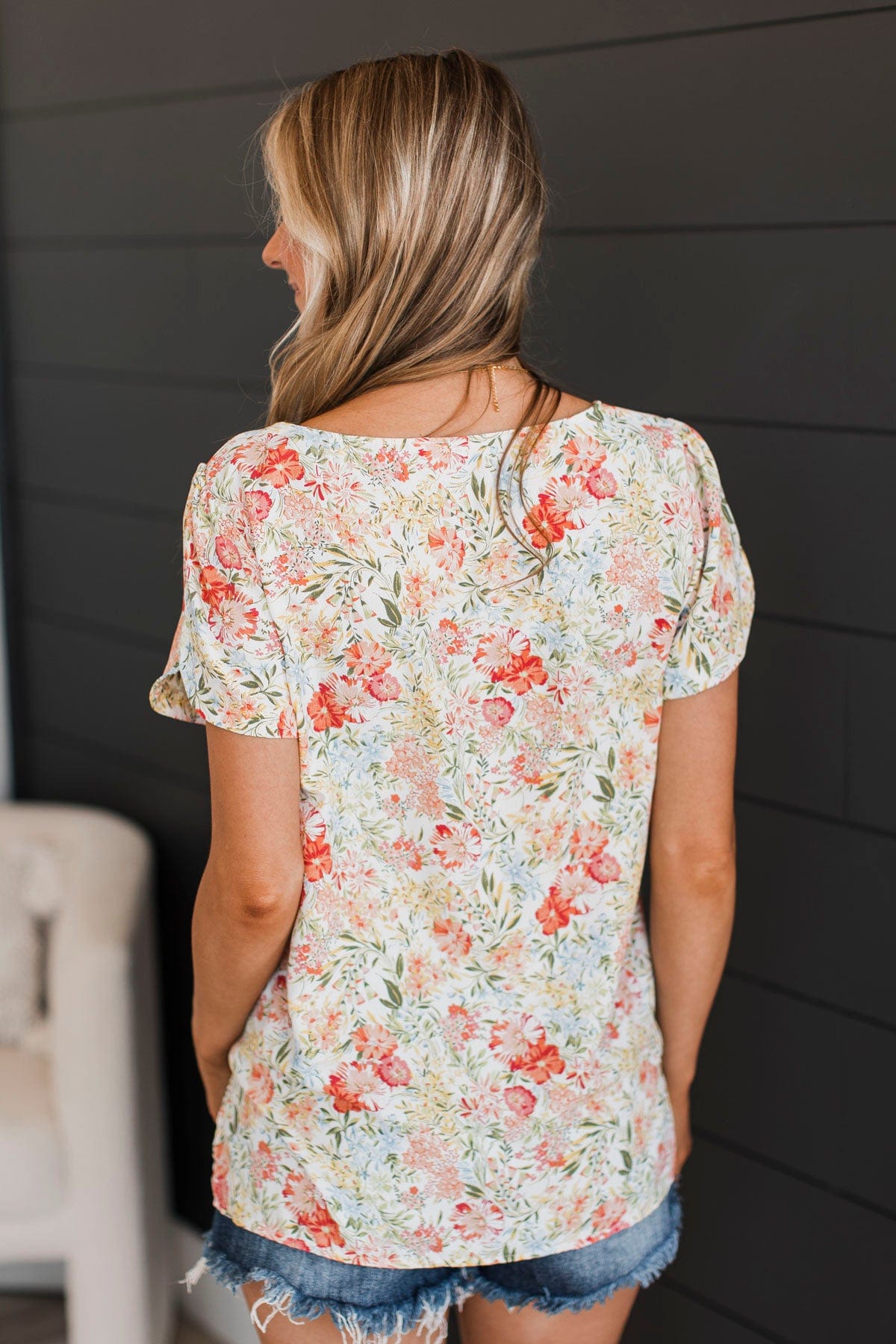Calling For You Floral Top- Ivory & Tangerine