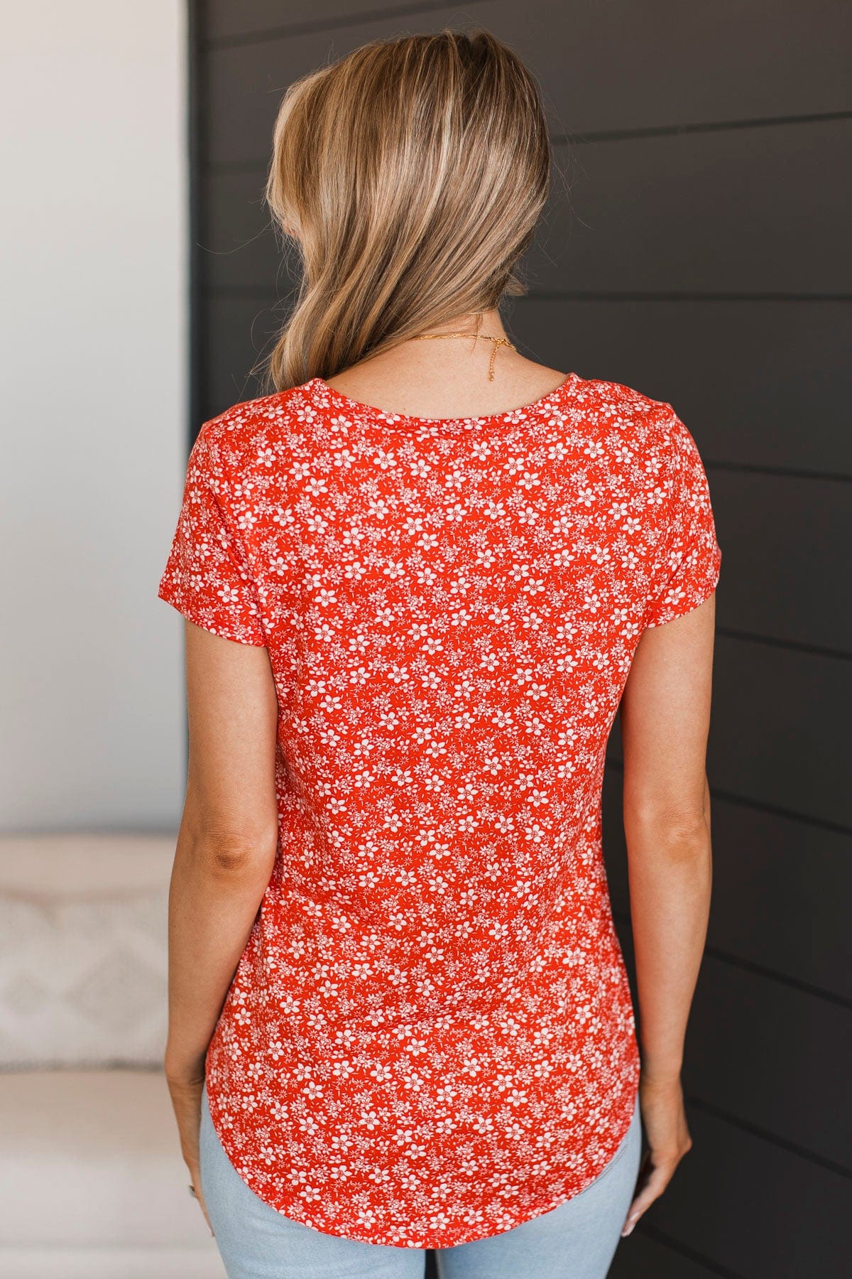 Can't Pretend Short Sleeve Floral Top- Coral