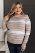 Roll With It Striped Sweater- Oatmeal