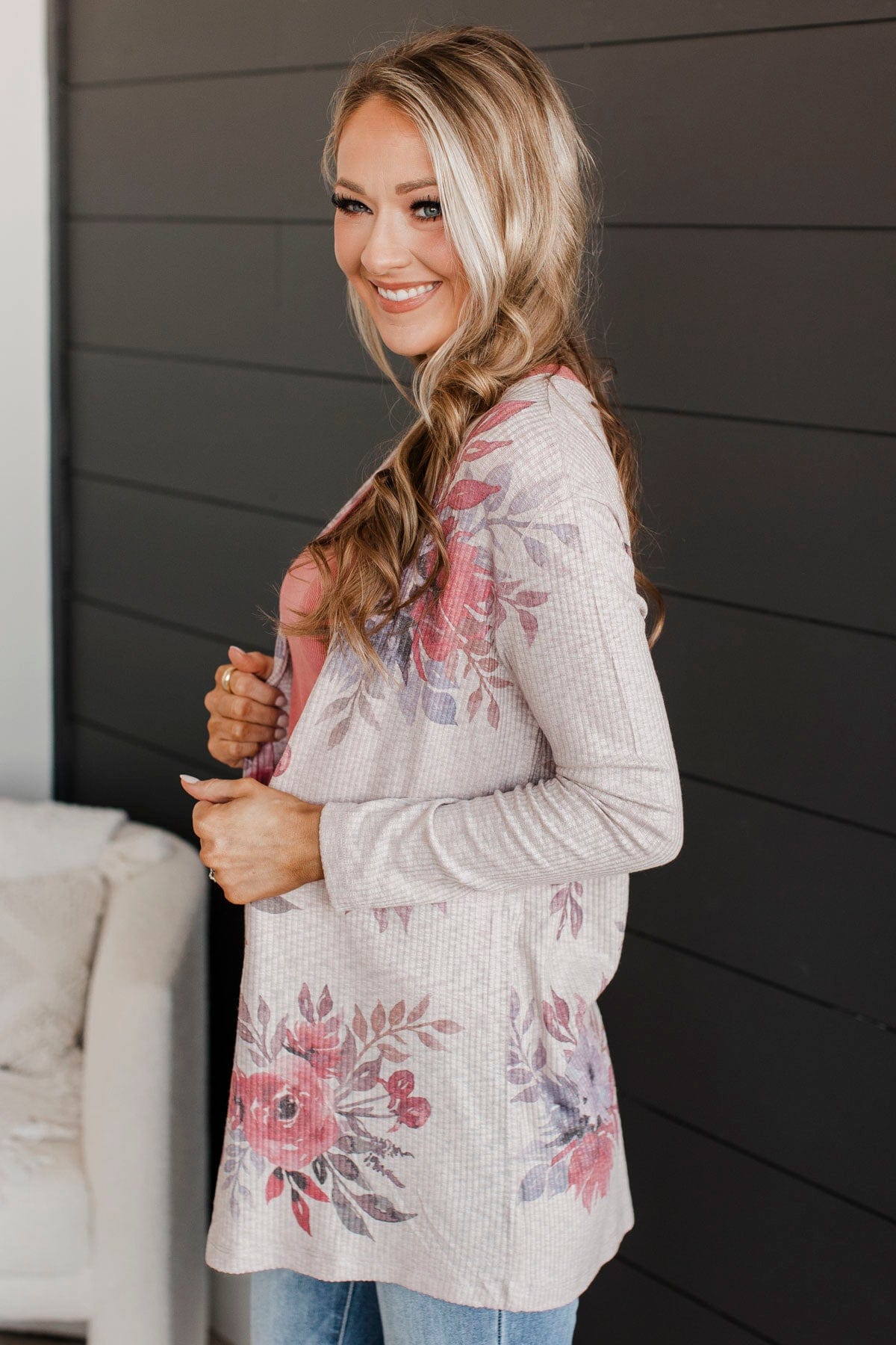 Moments Of Perfection Floral Cardigan- Dusty Lavender