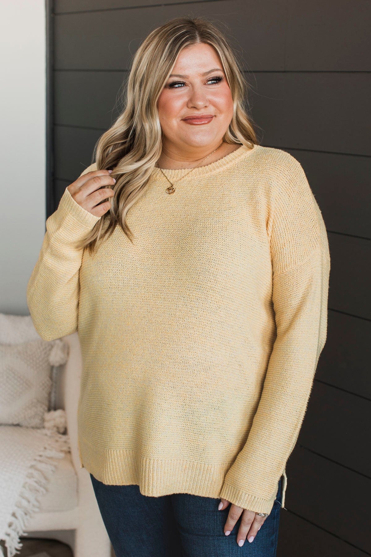 Reaching Out To You Knit Sweater- Yellow