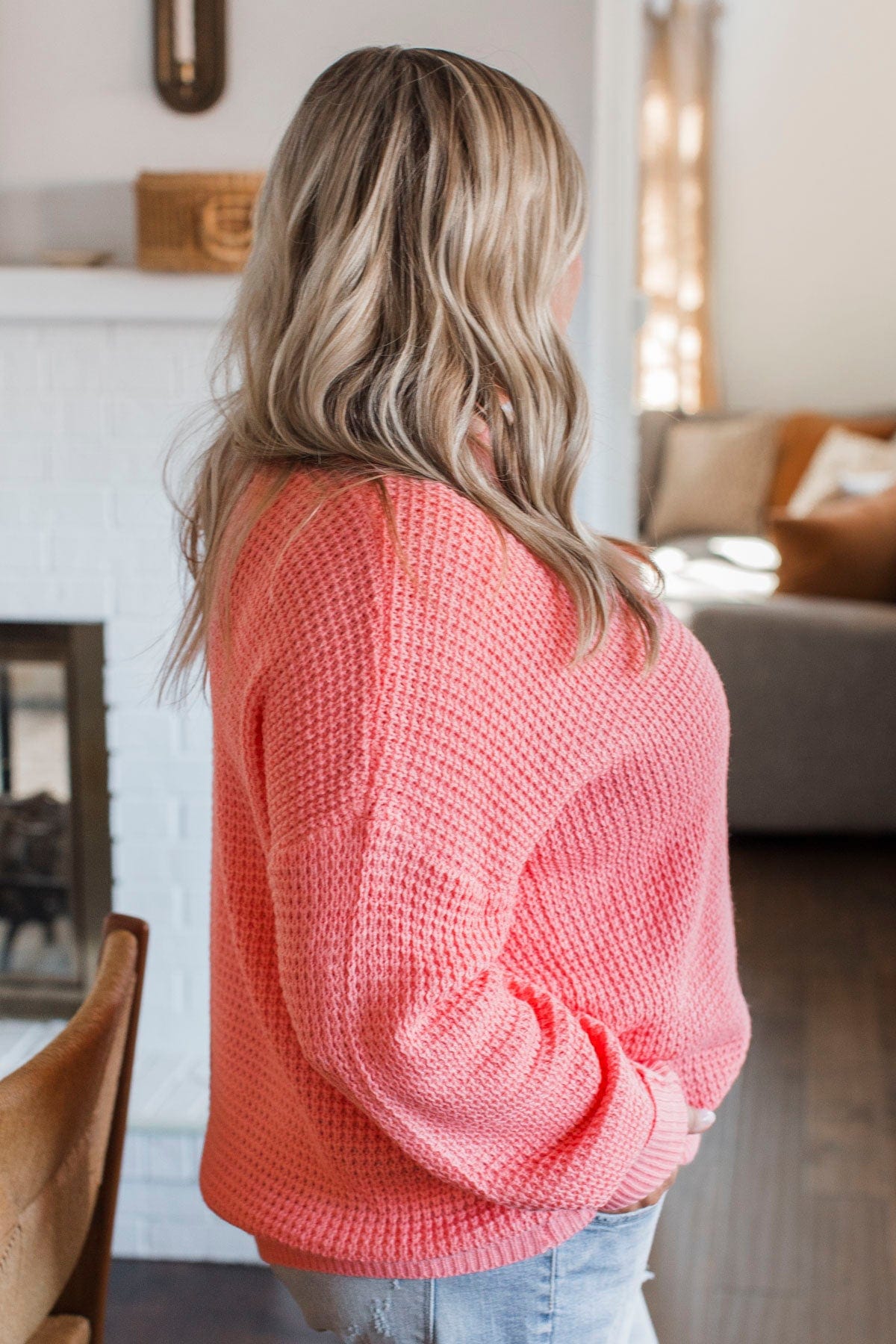 Captivating In Color Knit Sweater- Bright Coral