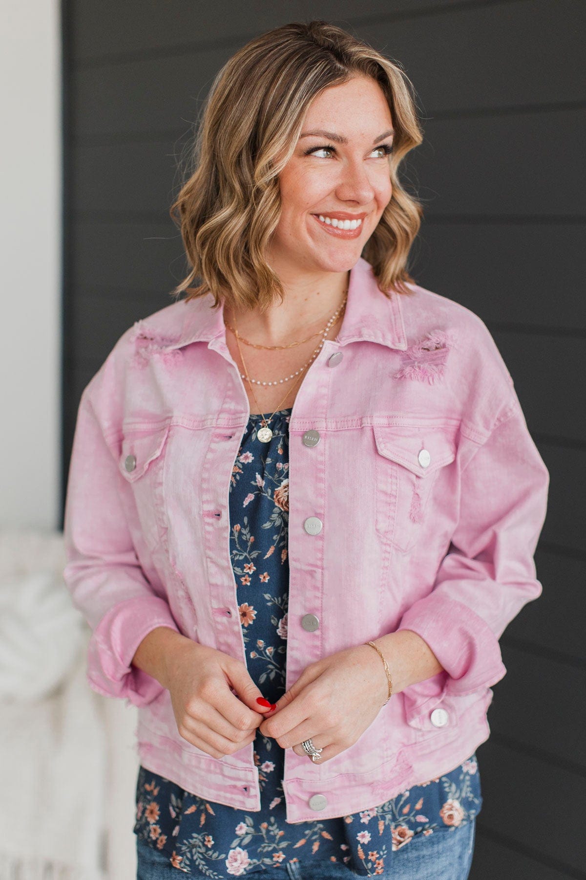 Downtown Darling Denim Jacket- Pink Acid Wash