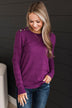 From The Heart Button Knit Sweater- Magenta