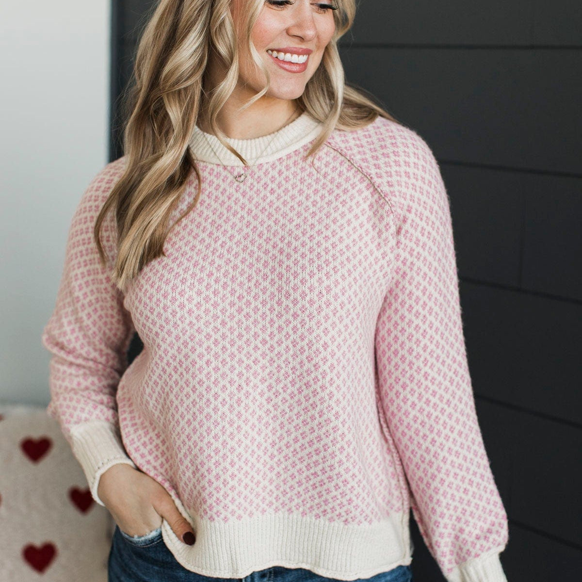 Pink Relaxed Fit Stripe Knit Sweater