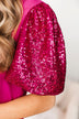 Glitz & Glamour Sequin Top- Magenta