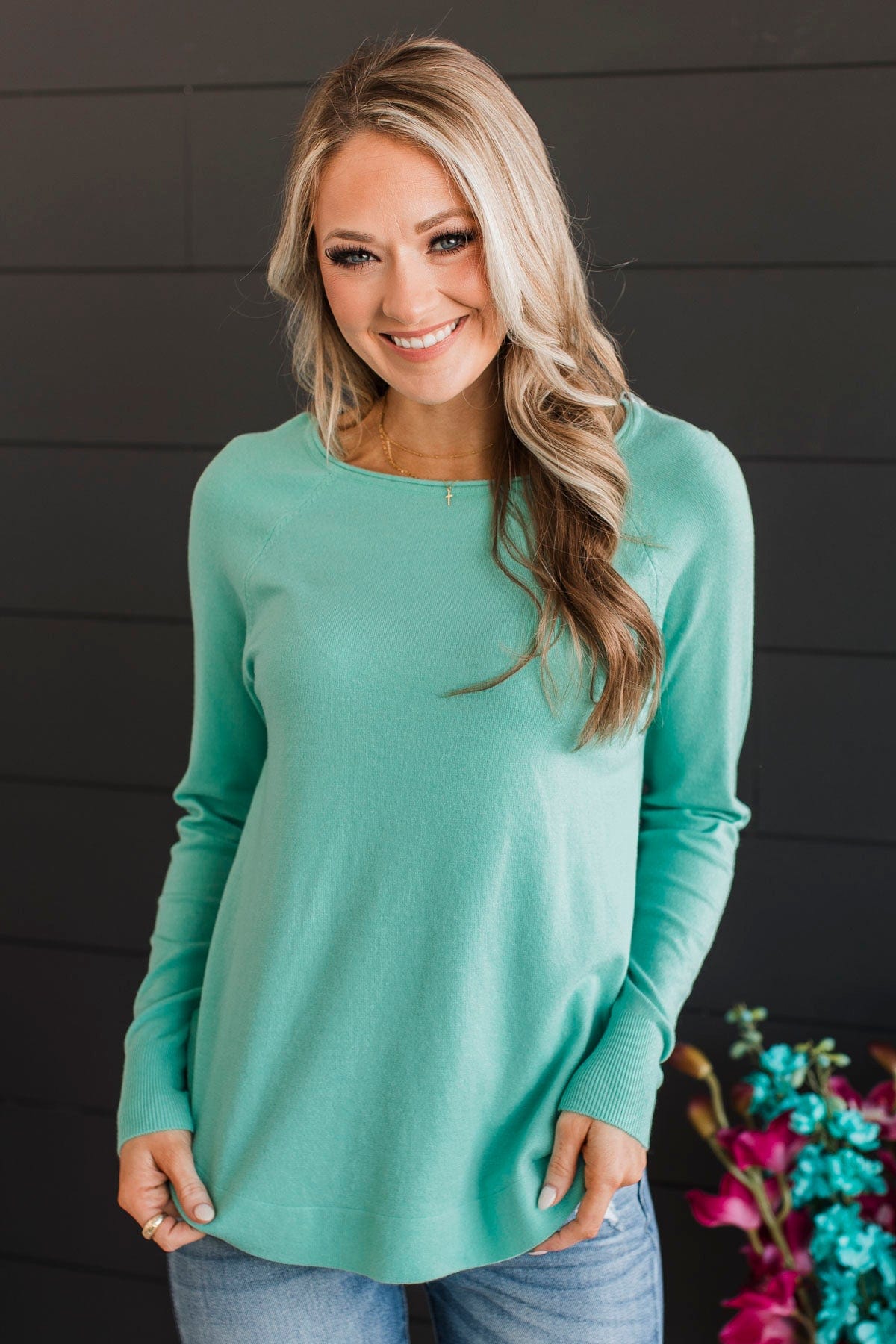 Butter Me Up Knit Sweater- Mint