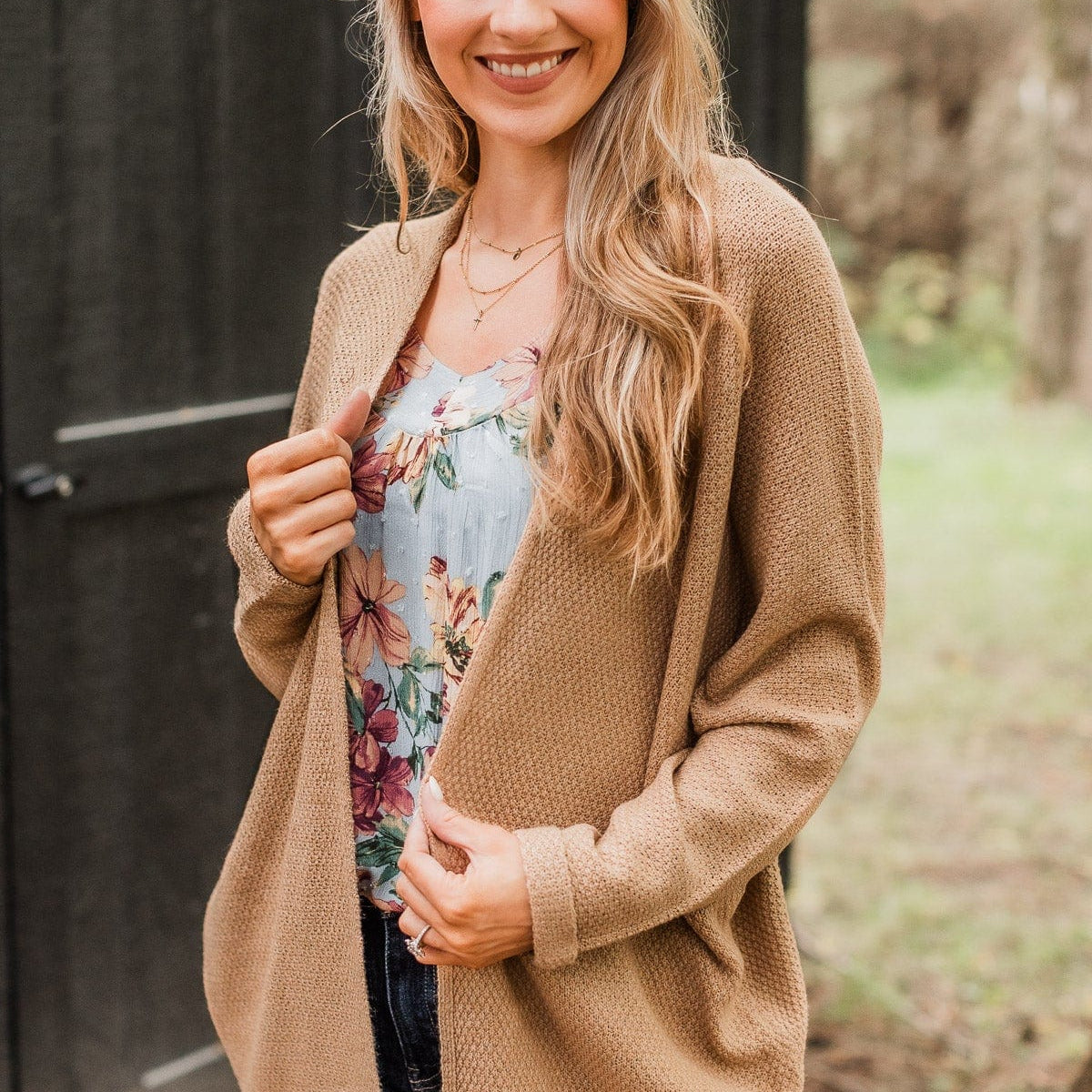 Coffee Shop Cutie Knit Cardigan in Camel main image 1