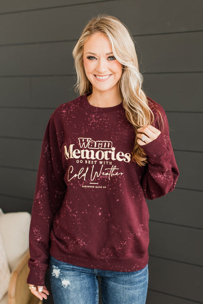 "Warm Memories" Crew Neck Pullover- Burgundy – The Pulse Boutique