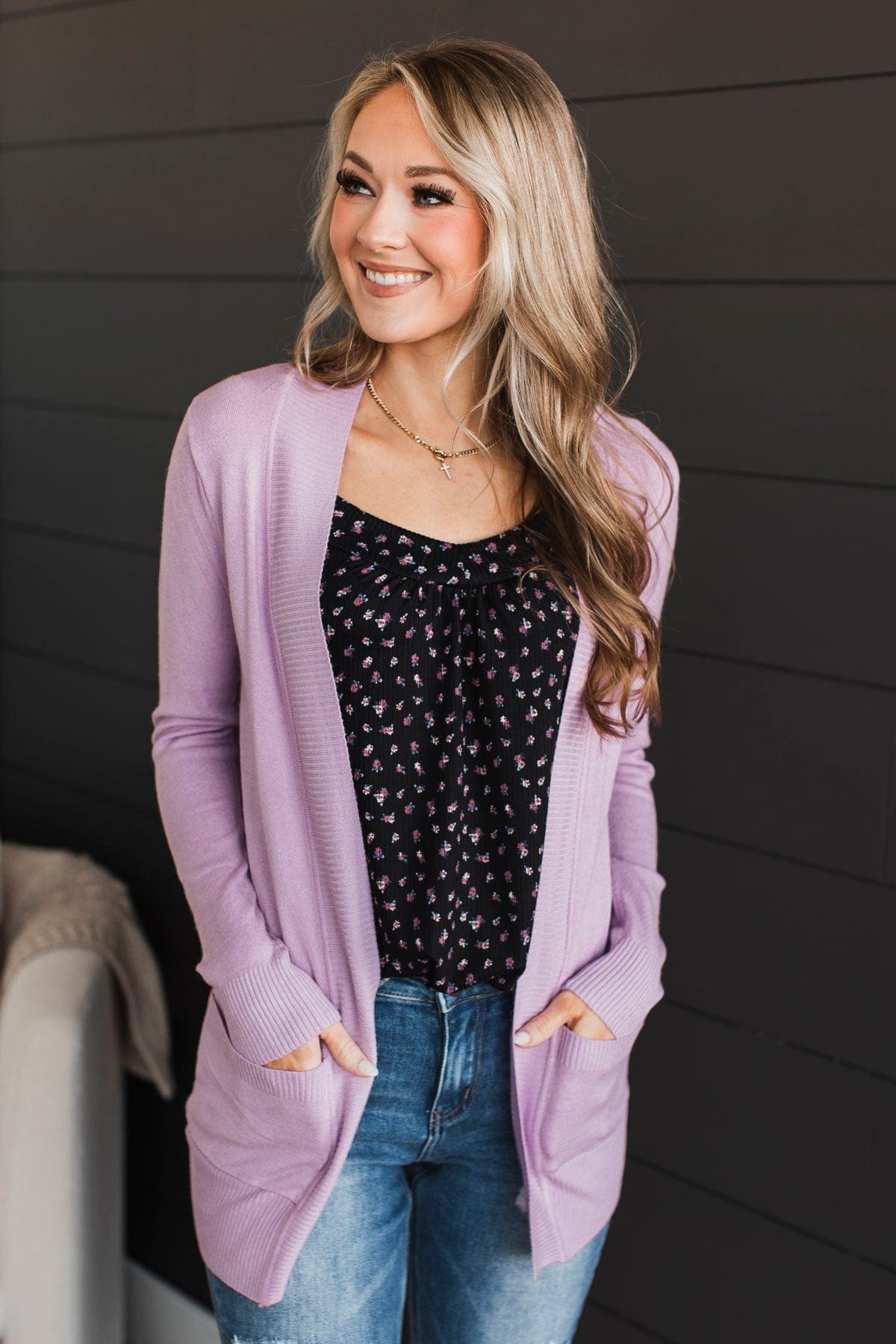 Comfortable With Myself Knit Cardigan- Lilac