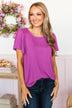 Most Importantly Short Sleeve Top- Magenta
