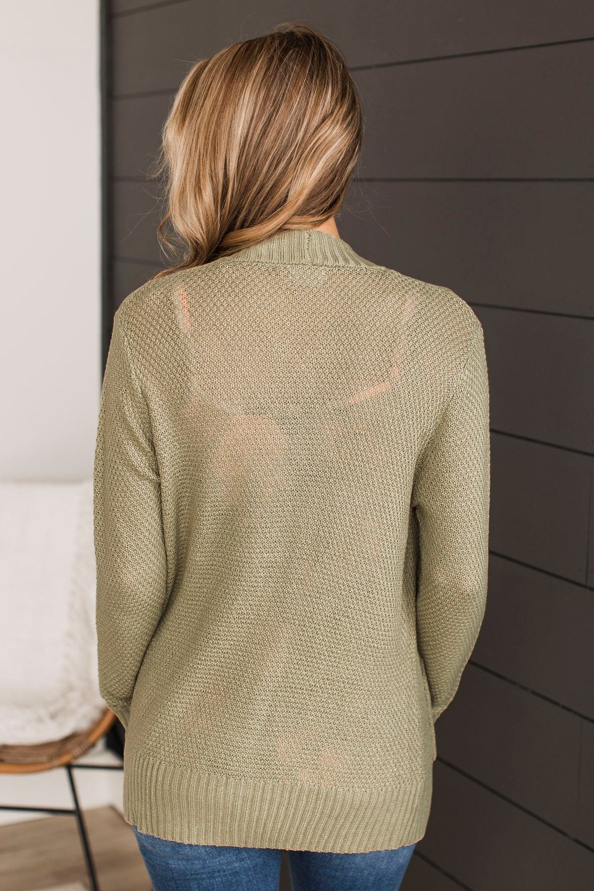 Welcoming To You Knitted Cardigan- Light Olive