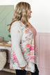 In Time For Spring Floral Cardigan- Ivory & Pink