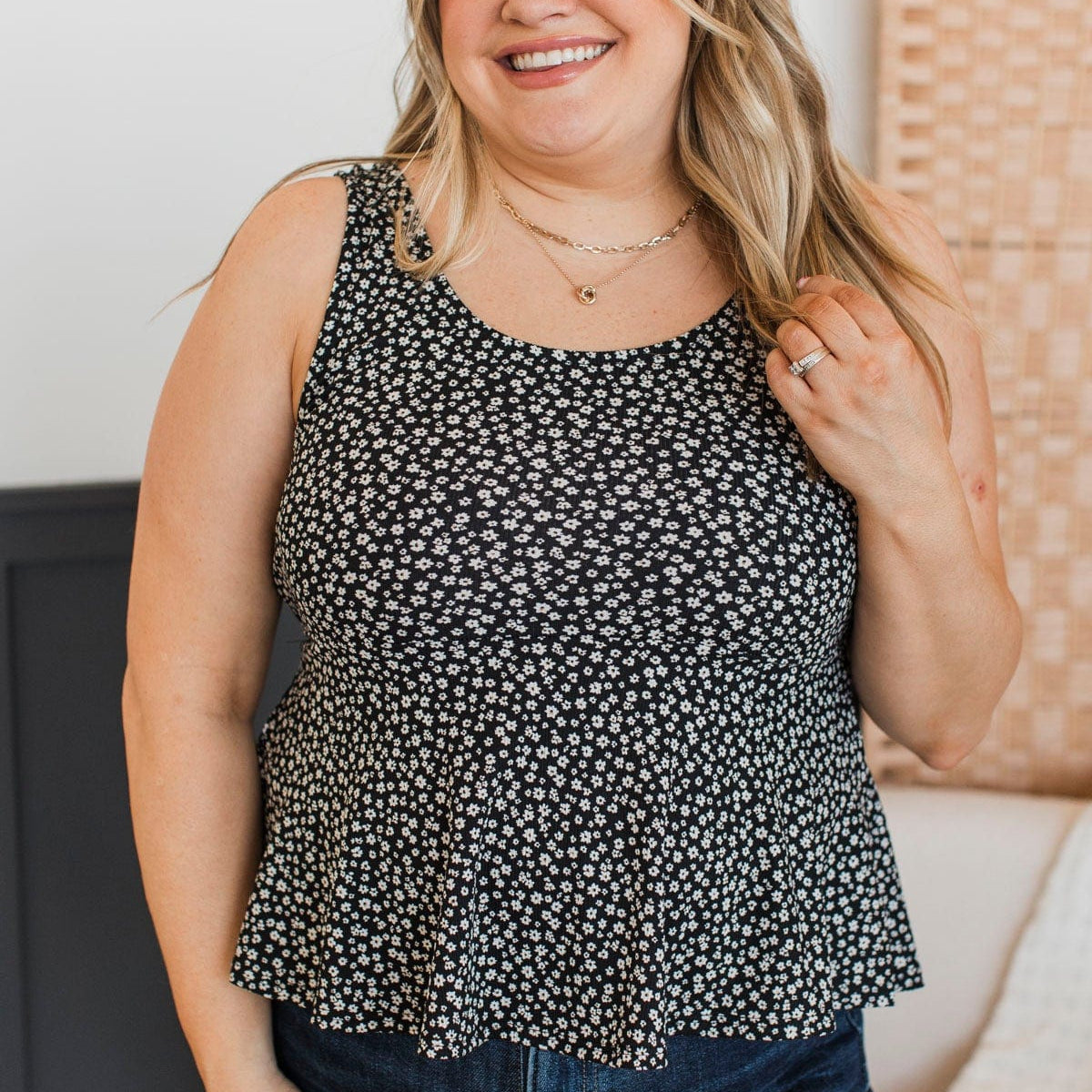 MARIBEL FLORAL PEPLUM TANK TOP