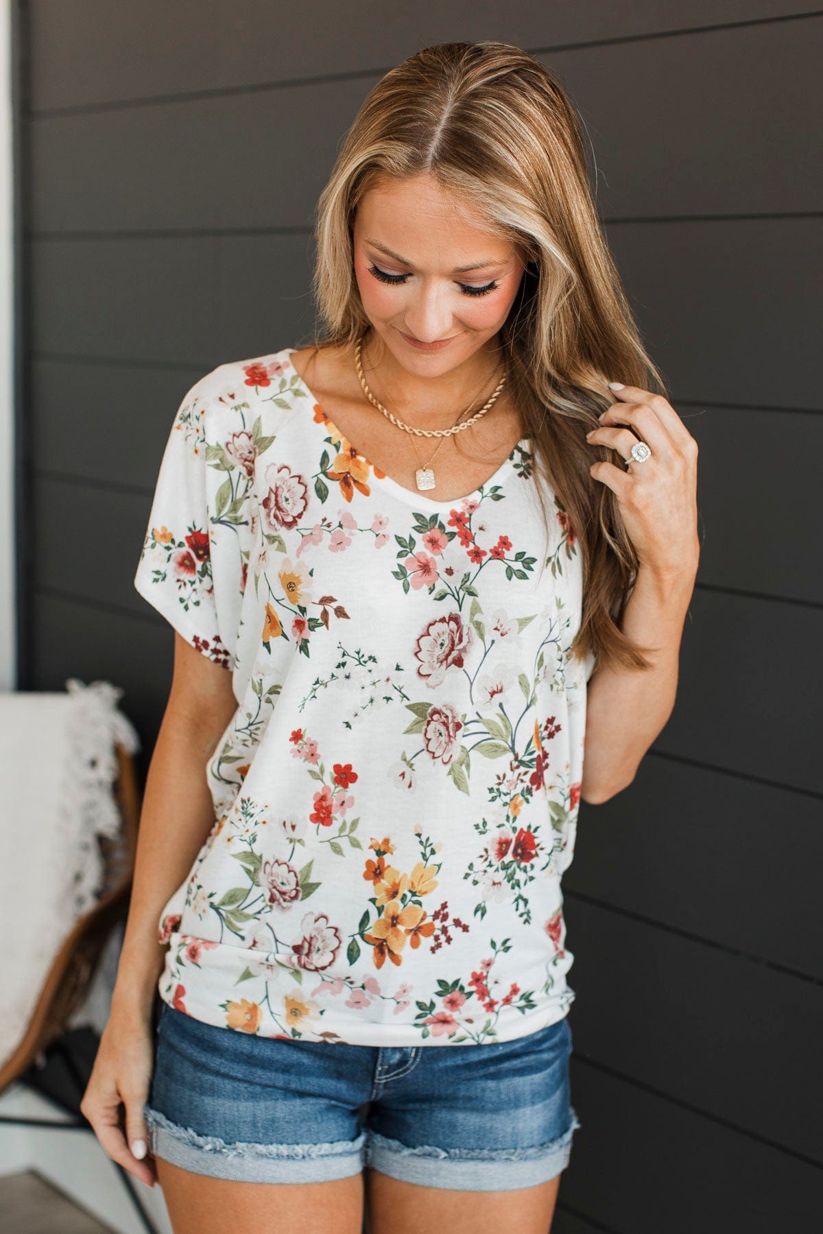 Spill Your Secrets Floral Top- Ivory