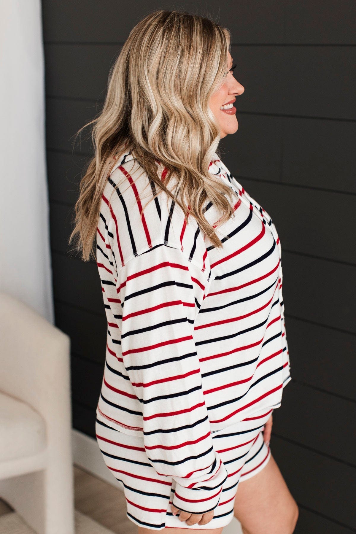 Ready To Relax Striped Hoodie- Ivory