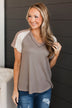 Laughing With Friends Color Block Top- Mocha