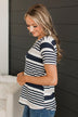 Wishing On You Striped Top- Navy