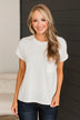 Important To Me Ribbed Pocket Top- Ivory