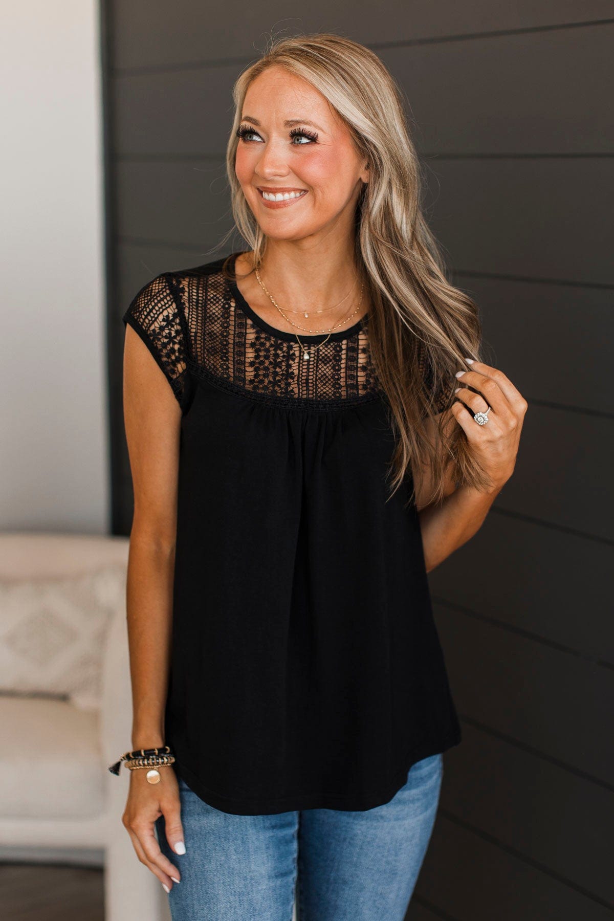 Searching For Truth Cap Sleeve Top- Black