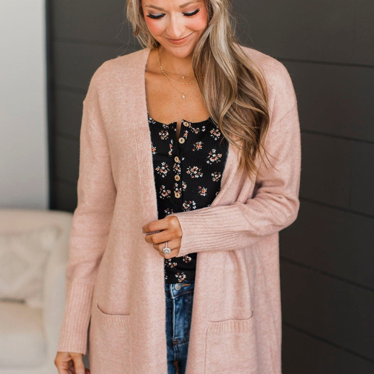 Cayetana Dusty Pink Embroidered Knitted Cardigan main image 0