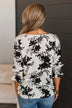 Give You Love Floral Jacquard Blouse- Ivory & Black