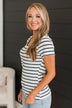 At The Top Striped Top- Ivory & Navy