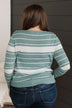 Roll With It Striped Sweater- Dusty Teal