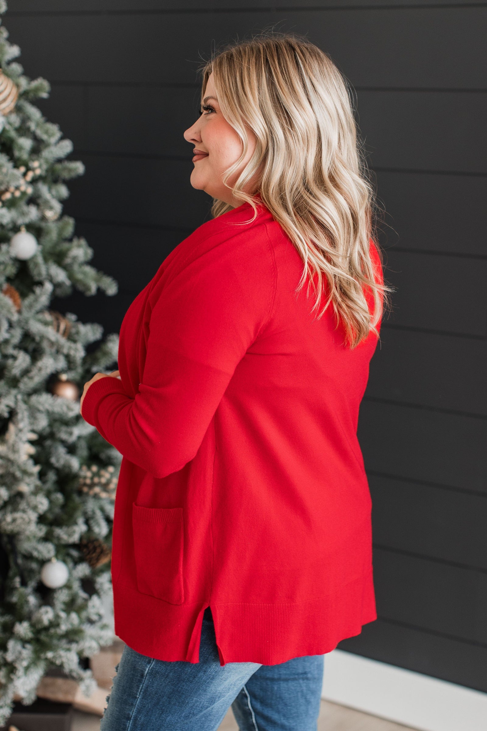 Time To Be Alive Drape Cardigan- Red