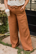 Well Suited Knit Paperbag Pants- Camel