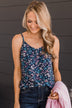 Lost In The Flowers Tank Top- Navy