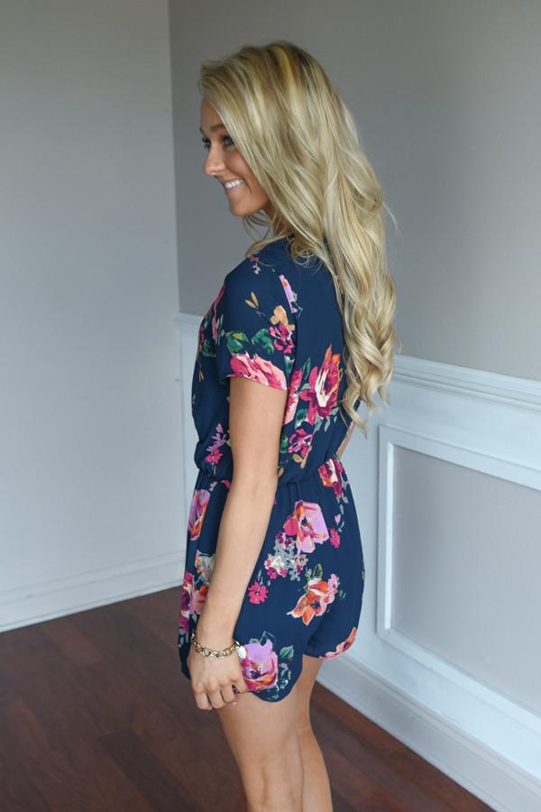 Everly Navy Floral Romper