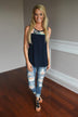 Don't Be Shy Floral Tank Top ~ Navy