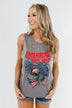 "American Made" Distressed Graphic Tank Top- Charcoal