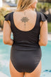 Beachside Bliss Ribbed One-Piece Swimsuit- Black