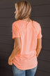 You Found My Heart V-Neck Top- Neon Coral