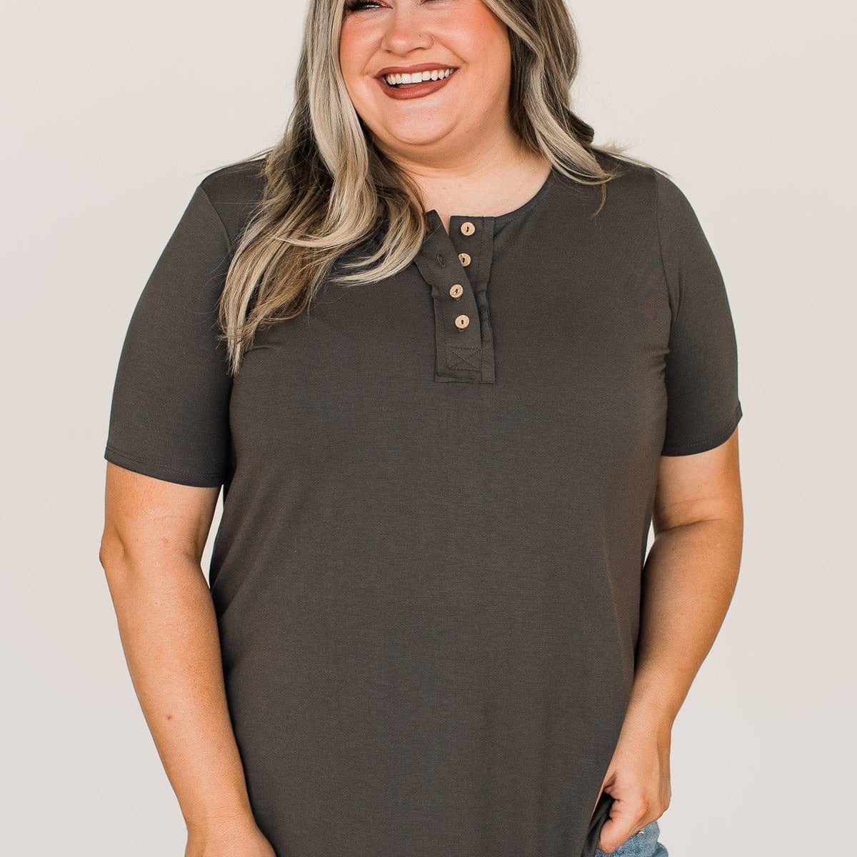 Grey Button Top