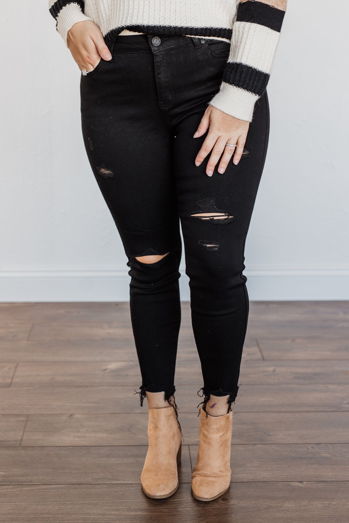 EnJean Ankle Crop Skinny Jeans- Black Giselle Wash