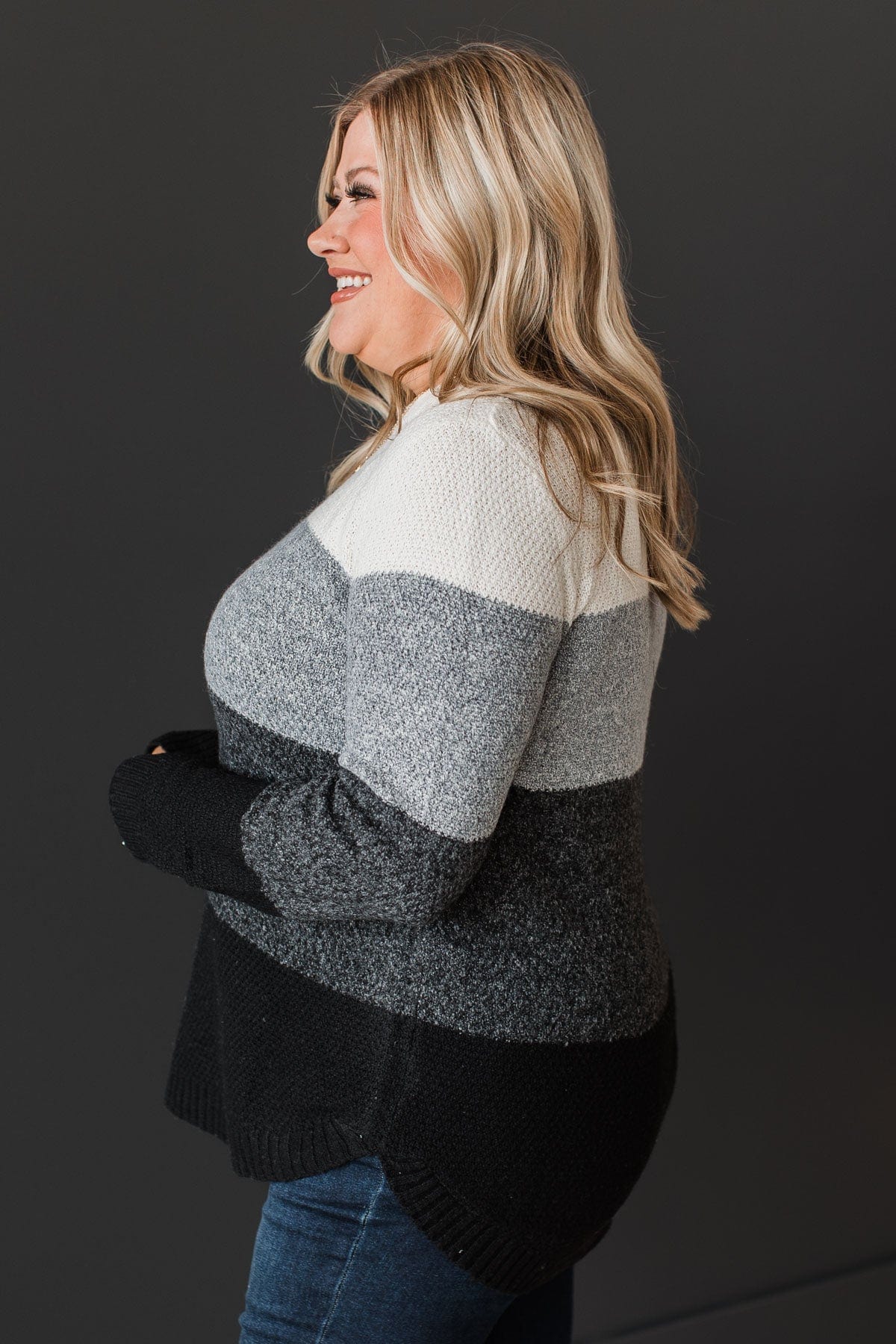 Stunning Sights Knit Sweater- Grey & Black