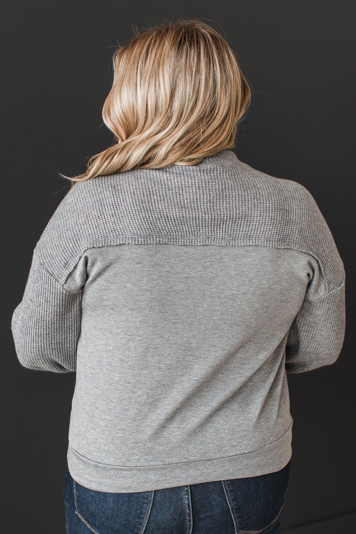 In My Feels Color Block Knit Top- Grey