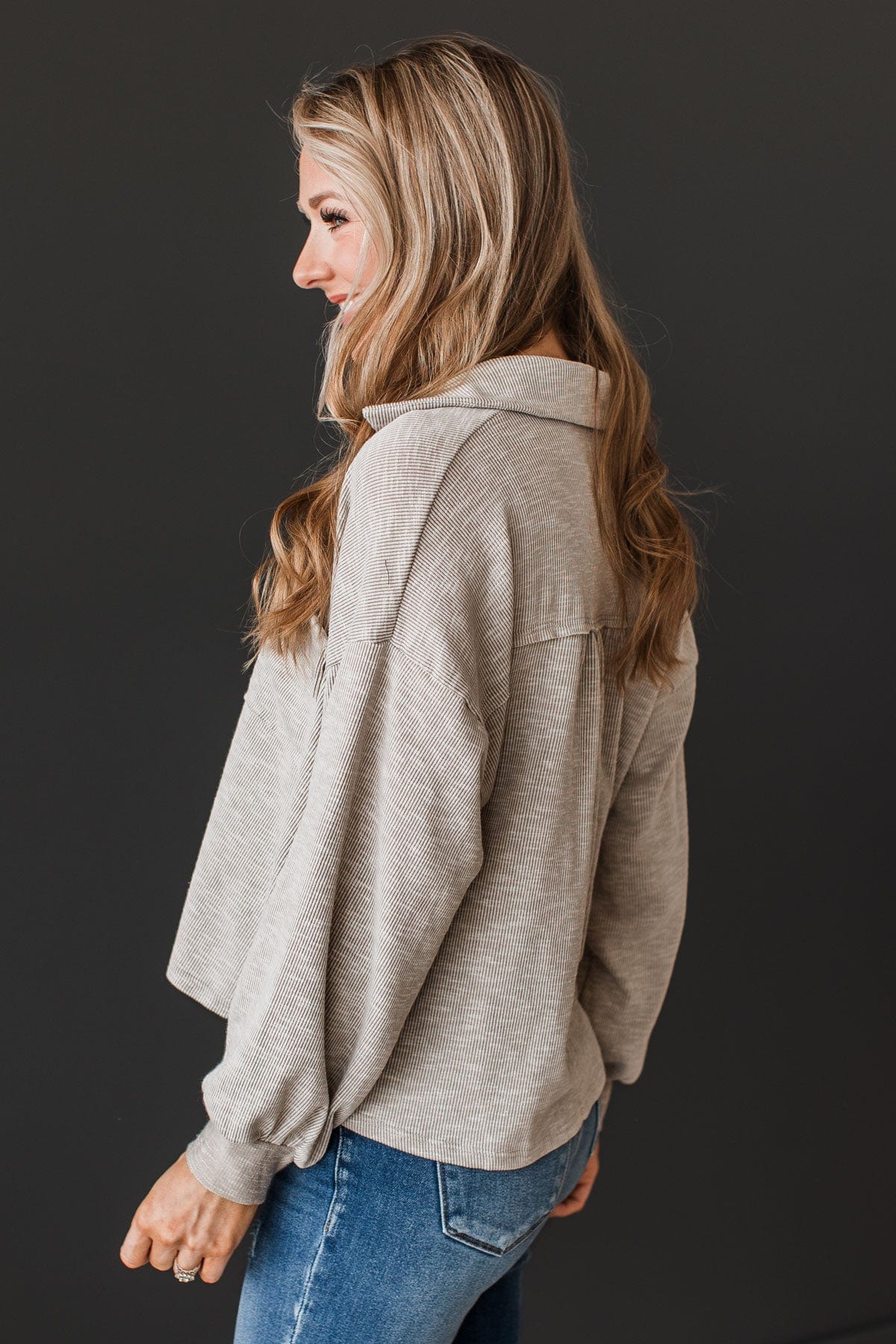 Made To Captivate Knit Button Top- Light Taupe