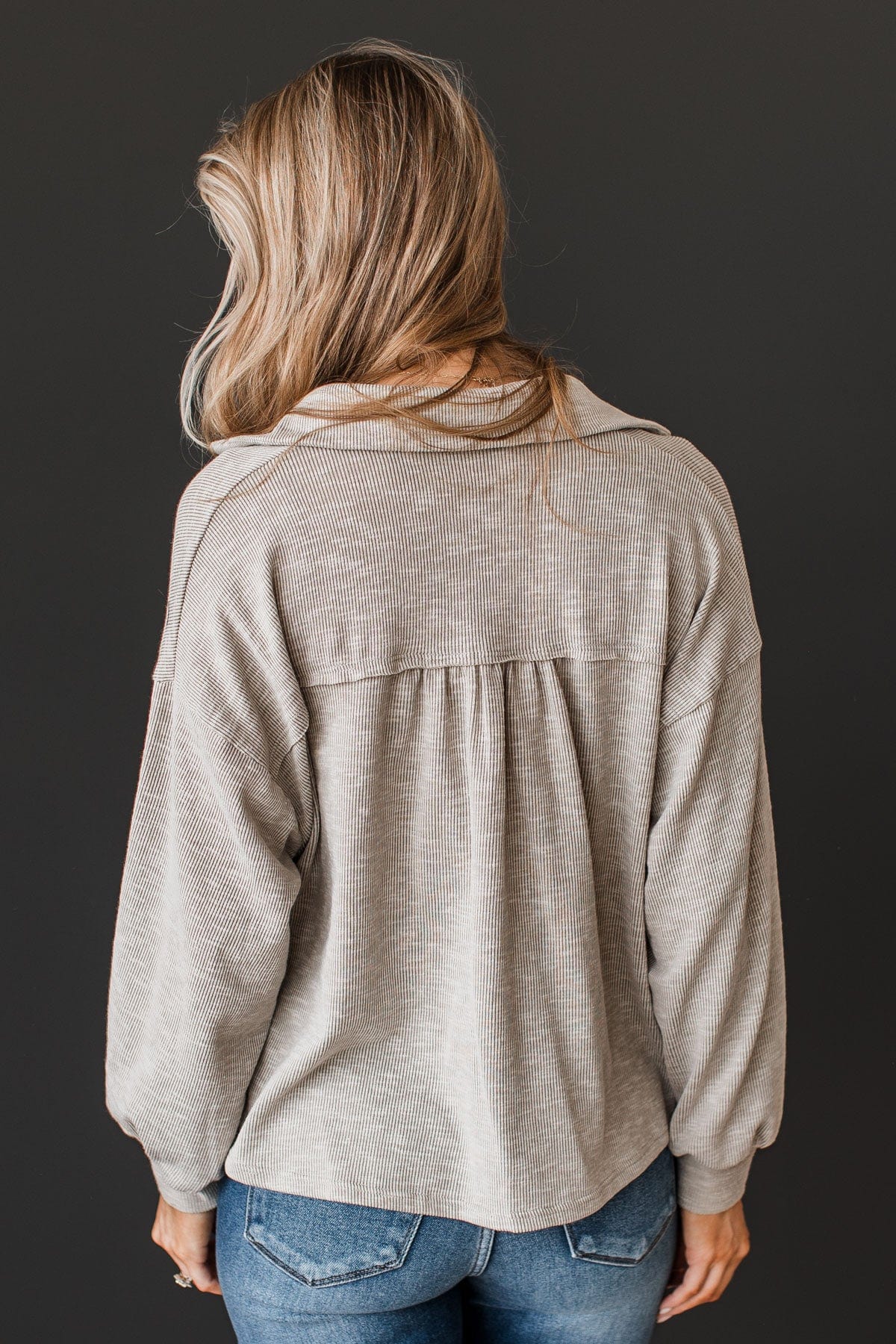 Made To Captivate Knit Button Top- Light Taupe