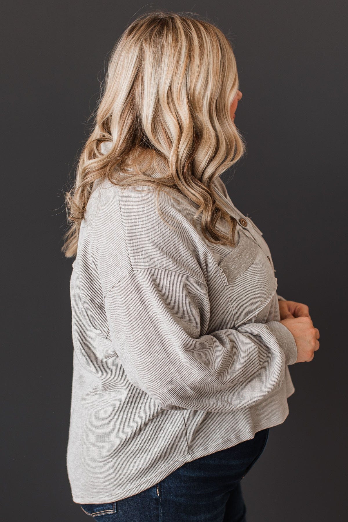 Made To Captivate Knit Button Top- Light Taupe