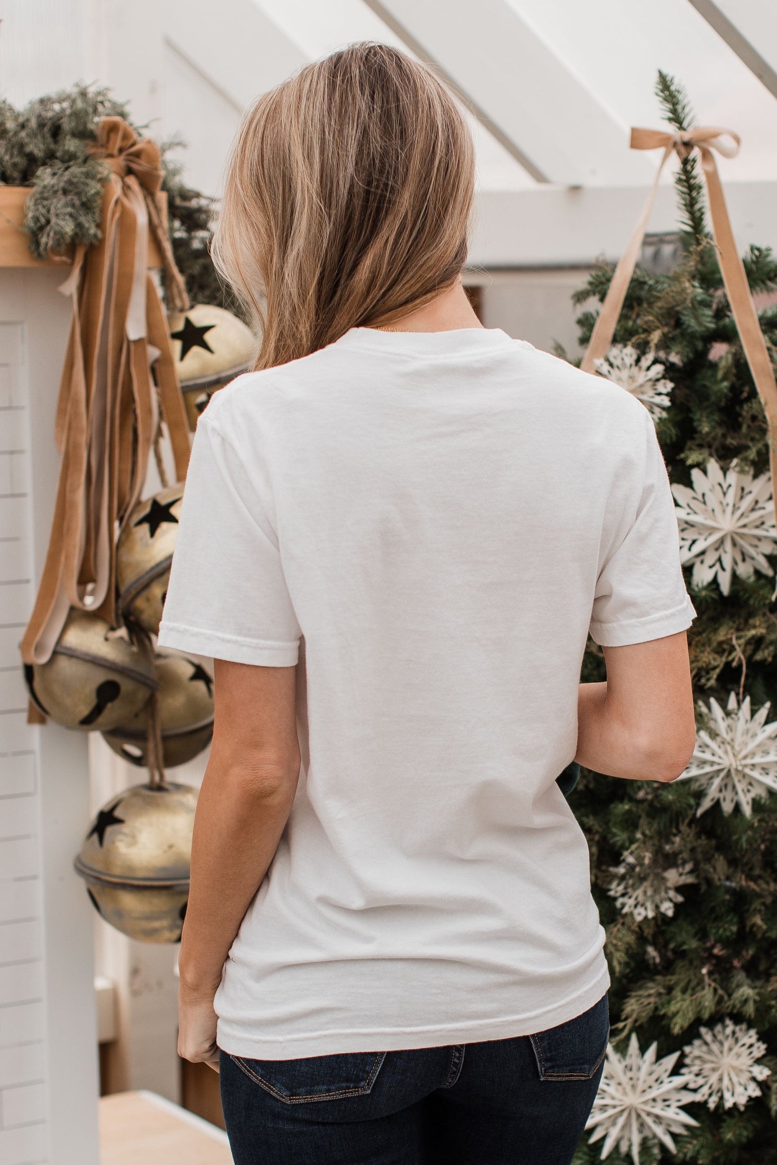 "Merry" Varsity Graphic Top- Ivory