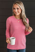 Sweet Kisses Striped Knit Sweater- Pink