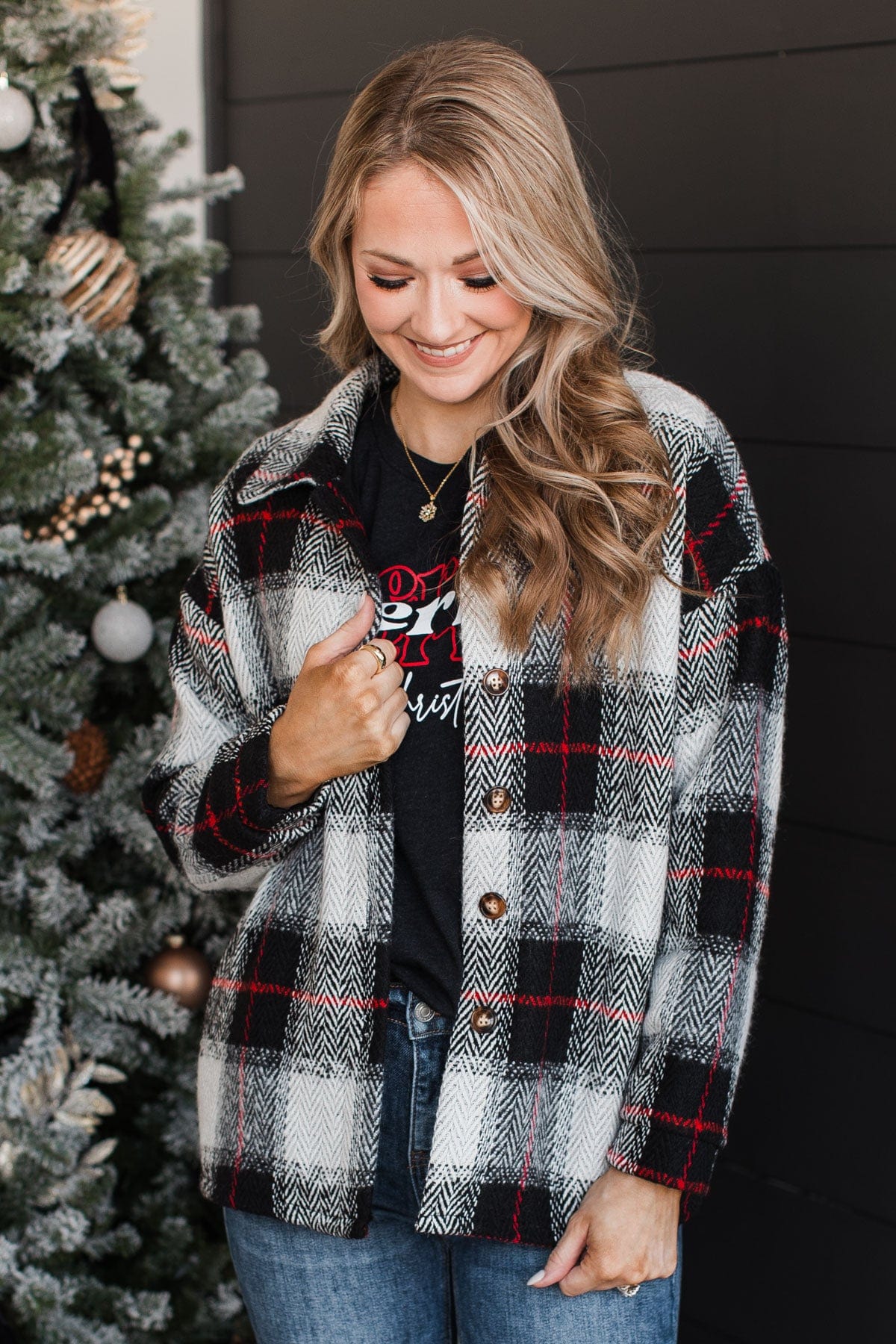 Campfire Nights Plaid Jacket- Black & Red