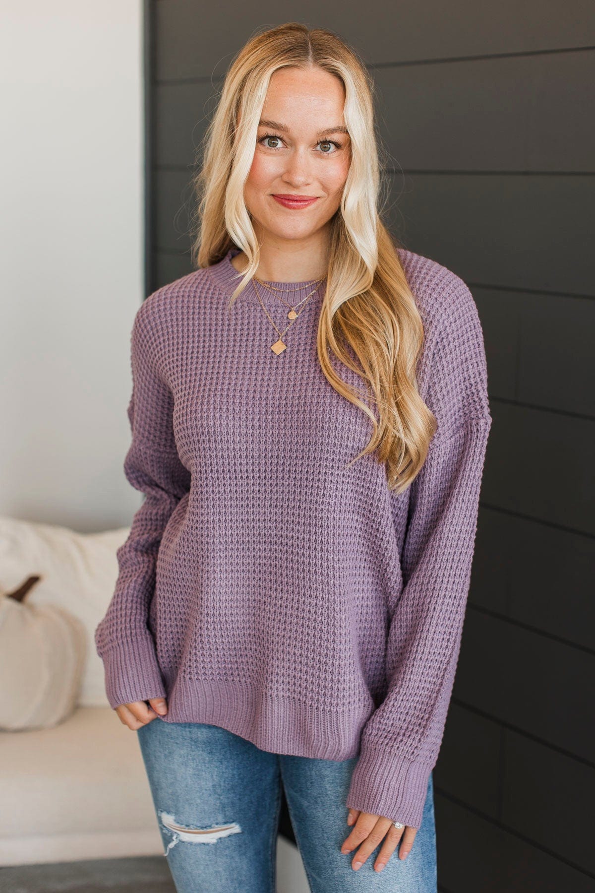 Captivating In Color Knit Sweater- Dusty Lavender